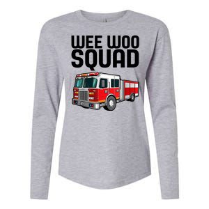 Wee Woo Squad Funny Firefighter Firetruck Womens Cotton Relaxed Long Sleeve T-Shirt