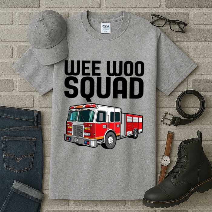 Wee Woo Squad Funny Firefighter Firetruck Tall T-Shirt