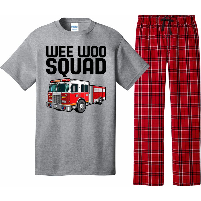 Wee Woo Squad Funny Firefighter Firetruck Pajama Set