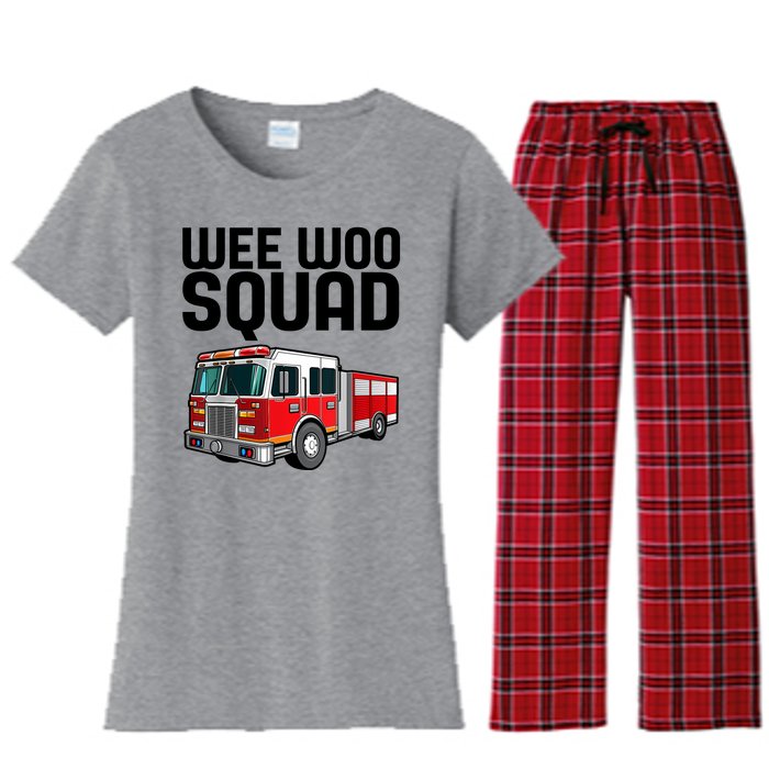 Wee Woo Squad Funny Firefighter Firetruck Women's Flannel Pajama Set