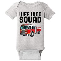 Wee Woo Squad Funny Firefighter Firetruck Baby Bodysuit