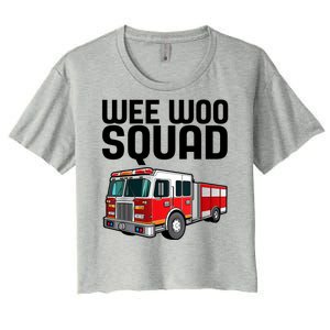 Wee Woo Squad Funny Firefighter Firetruck Women's Crop Top Tee