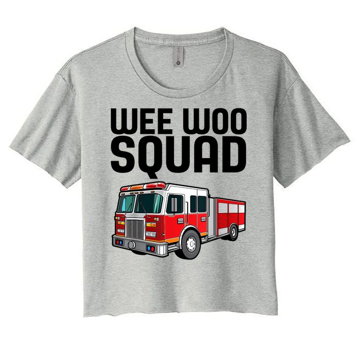 Wee Woo Squad Funny Firefighter Firetruck Women's Crop Top Tee