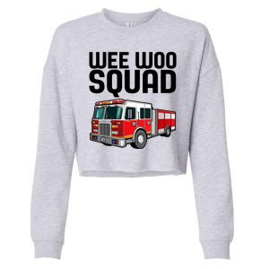 Wee Woo Squad Funny Firefighter Firetruck Cropped Pullover Crew