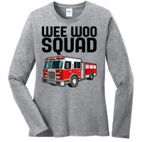 Wee Woo Squad Funny Firefighter Firetruck Ladies Long Sleeve Shirt