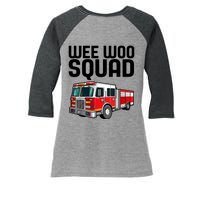 Wee Woo Squad Funny Firefighter Firetruck Women's Tri-Blend 3/4-Sleeve Raglan Shirt