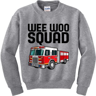 Wee Woo Squad Funny Firefighter Firetruck Kids Sweatshirt