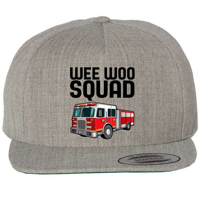 Wee Woo Squad Funny Firefighter Firetruck Wool Snapback Cap