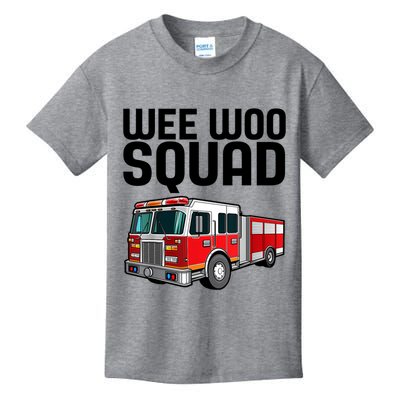 Wee Woo Squad Funny Firefighter Firetruck Kids T-Shirt