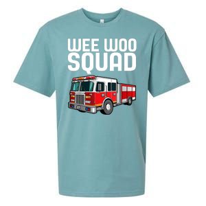 Wee Woo Squad Funny Firefighter Firetruck Sueded Cloud Jersey T-Shirt