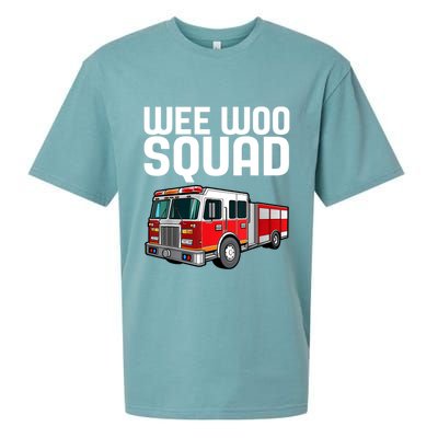 Wee Woo Squad Funny Firefighter Firetruck Sueded Cloud Jersey T-Shirt