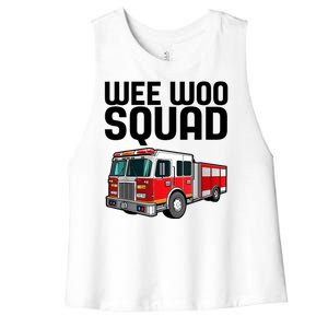 Wee Woo Squad Funny Firefighter Firetruck Women's Racerback Cropped Tank