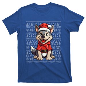 Wolf Wearing Santa Hat Xmas Wolf Christmas Ugly Gift T-Shirt