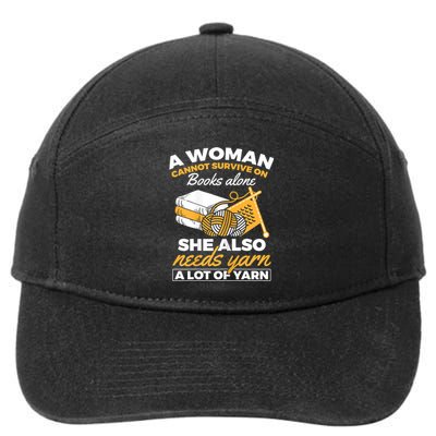 Womens Woman Survives On Books Yarn Knitting Crochet 7-Panel Snapback Hat