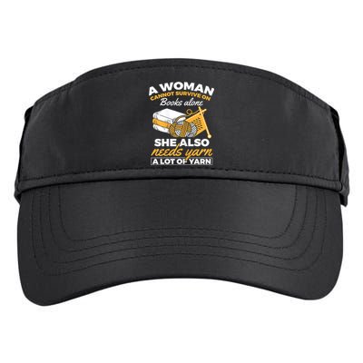 Womens Woman Survives On Books Yarn Knitting Crochet Adult Drive Performance Visor