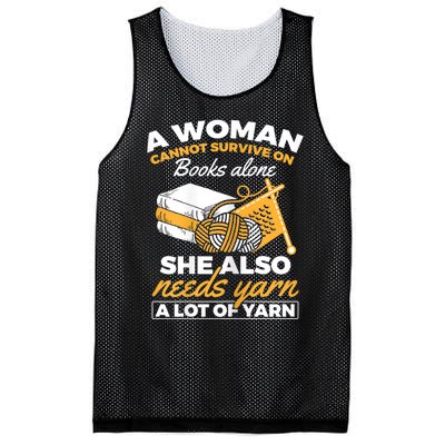 Womens Woman Survives On Books Yarn Knitting Crochet Mesh Reversible Basketball Jersey Tank