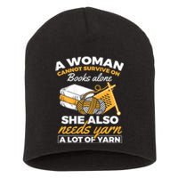 Womens Woman Survives On Books Yarn Knitting Crochet Short Acrylic Beanie