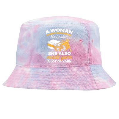 Womens Woman Survives On Books Yarn Knitting Crochet Tie-Dyed Bucket Hat