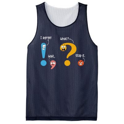 Wait What Stop It I Agree Funny English Grammar Teacher Mesh Reversible Basketball Jersey Tank