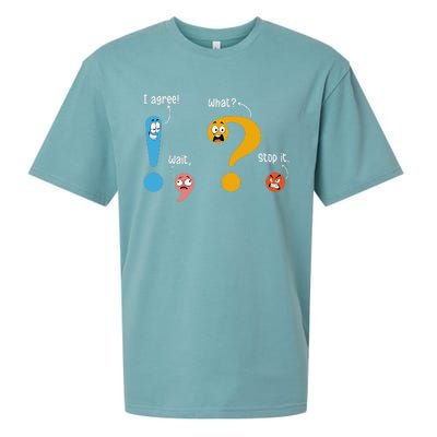 Wait What Stop It I Agree Funny English Grammar Teacher Sueded Cloud Jersey T-Shirt