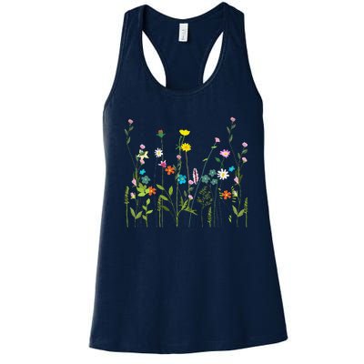 Women Wildflower Summer Flowers Blooming Floral Graphic Women's Racerback Tank