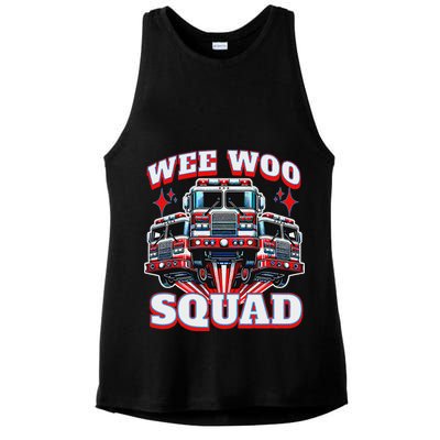 Wee Woo Squad Funny Firefighter Fire Trucks Ladies PosiCharge Tri-Blend Wicking Tank