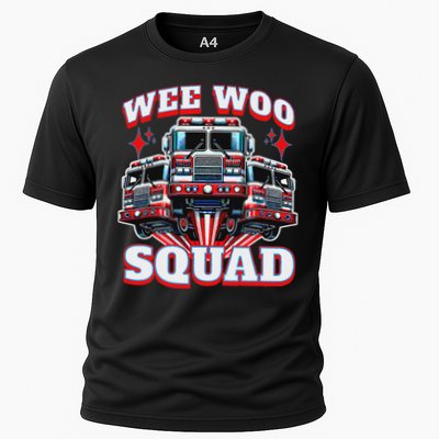 Wee Woo Squad Funny Firefighter Fire Trucks Cooling Performance Crew T-Shirt