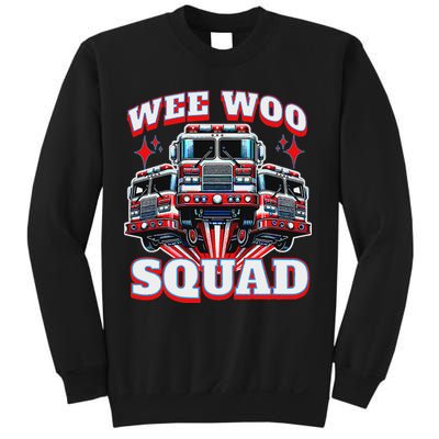 Wee Woo Squad Funny Firefighter Fire Trucks Sweatshirt