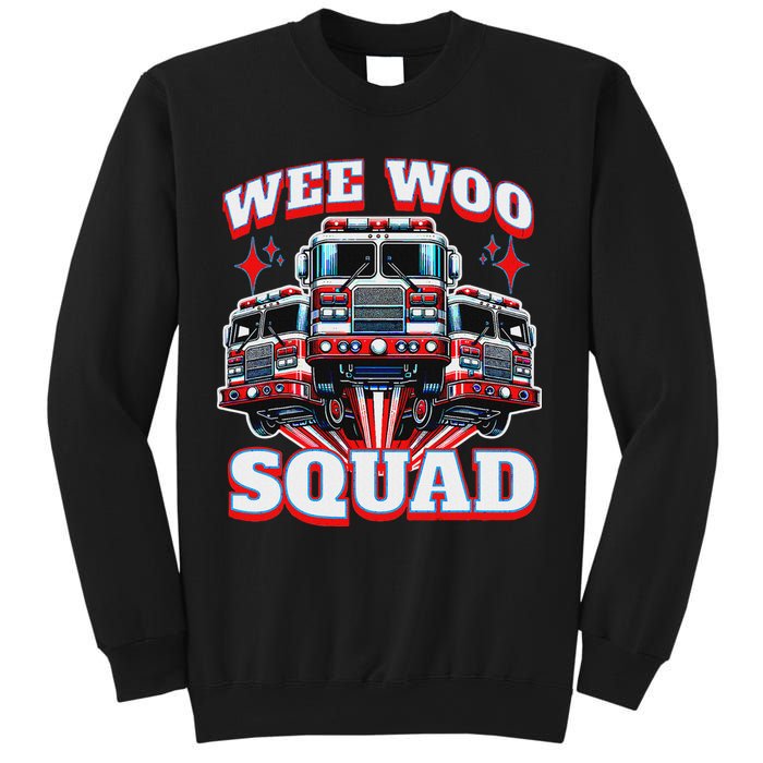 Wee Woo Squad Funny Firefighter Fire Trucks Sweatshirt