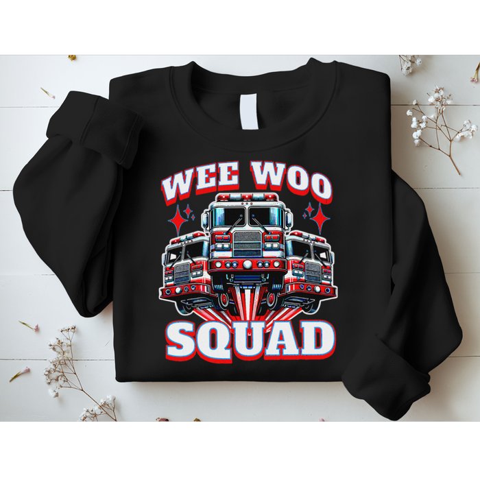 Wee Woo Squad Funny Firefighter Fire Trucks Sweatshirt