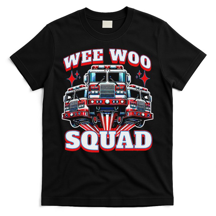 Wee Woo Squad Funny Firefighter Fire Trucks T-Shirt