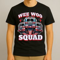 Wee Woo Squad Funny Firefighter Fire Trucks T-Shirt