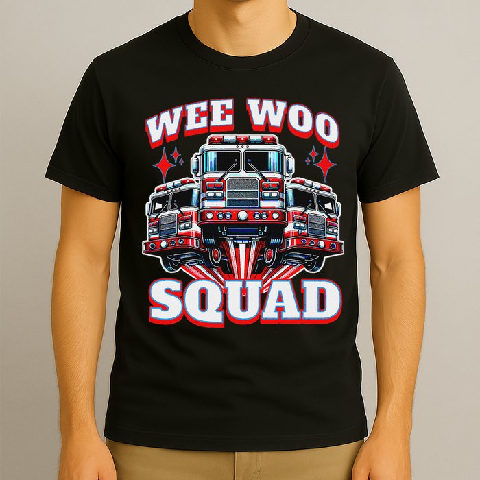 Wee Woo Squad Funny Firefighter Fire Trucks T-Shirt