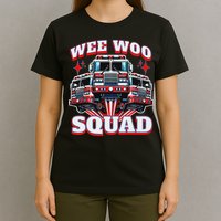 Wee Woo Squad Funny Firefighter Fire Trucks T-Shirt