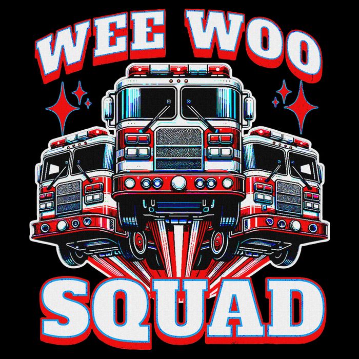 Wee Woo Squad Funny Firefighter Fire Trucks T-Shirt