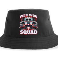 Wee Woo Squad Funny Firefighter Fire Trucks Sustainable Bucket Hat