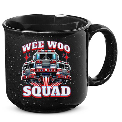 Wee Woo Squad Funny Firefighter Fire Trucks 15oz Campfire Ceramic Mug