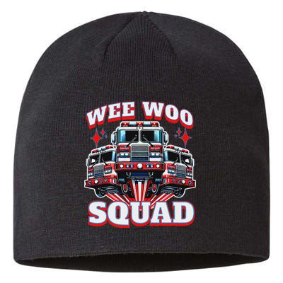 Wee Woo Squad Funny Firefighter Fire Trucks Sustainable Beanie