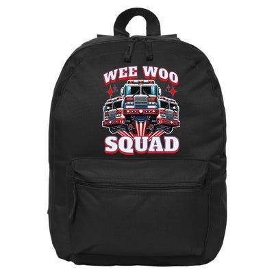 Wee Woo Squad Funny Firefighter Fire Trucks 16 in Basic Backpack