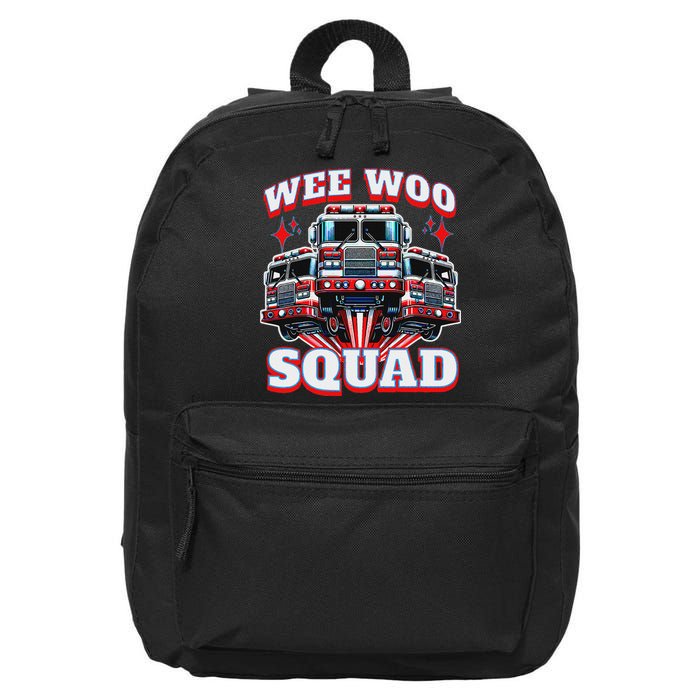 Wee Woo Squad Funny Firefighter Fire Trucks 16 in Basic Backpack