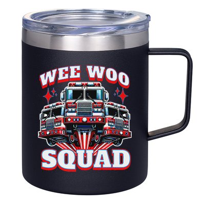 Wee Woo Squad Funny Firefighter Fire Trucks 12oz Stainless Steel Coffee Mug