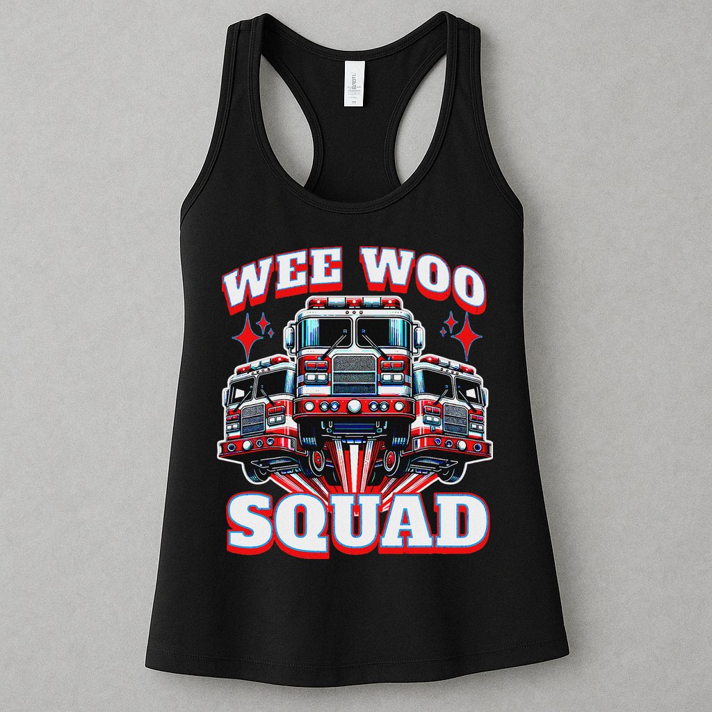 Wee Woo Squad Funny Firefighter Fire Trucks Womens Tank Top
