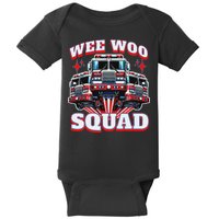 Wee Woo Squad Funny Firefighter Fire Trucks Baby Bodysuit