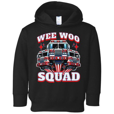 Wee Woo Squad Funny Firefighter Fire Trucks Toddler Hoodie