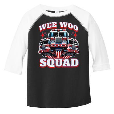 Wee Woo Squad Funny Firefighter Fire Trucks Toddler Fine Jersey T-Shirt