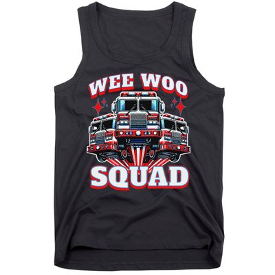 Wee Woo Squad Funny Firefighter Fire Trucks Tank Top