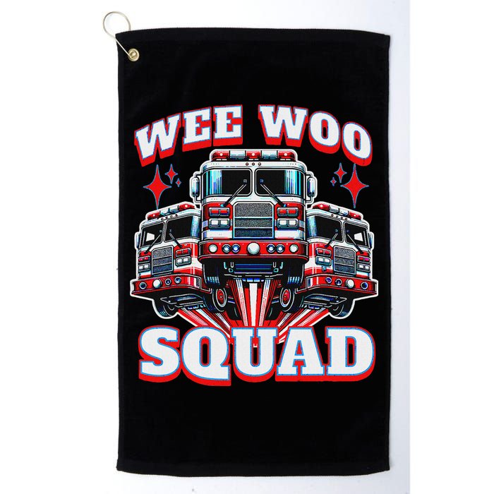 Wee Woo Squad Funny Firefighter Fire Trucks Golf Towel