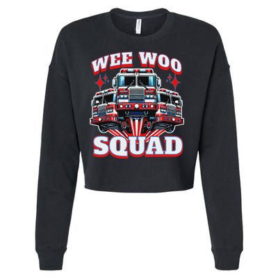 Wee Woo Squad Funny Firefighter Fire Trucks Cropped Pullover Crew
