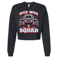 Wee Woo Squad Funny Firefighter Fire Trucks Cropped Pullover Crew