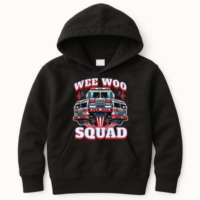 Wee Woo Squad Funny Firefighter Fire Trucks Kids Hoodie